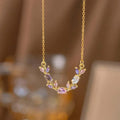 Elegant Crystal Blossom Pendant Necklace – Gold Plated Luxury Jewelry